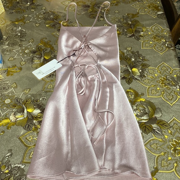 Apricot Lane Cotton Candy LA Pink Satin Mini Dress - Picture 2 of 6